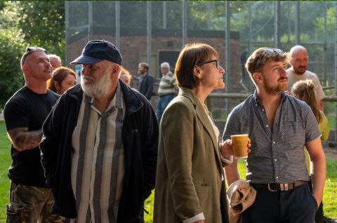 Guests attend the launch event for The Roundhouse Art Project exhibition at Camperdown Wildlife Centre.